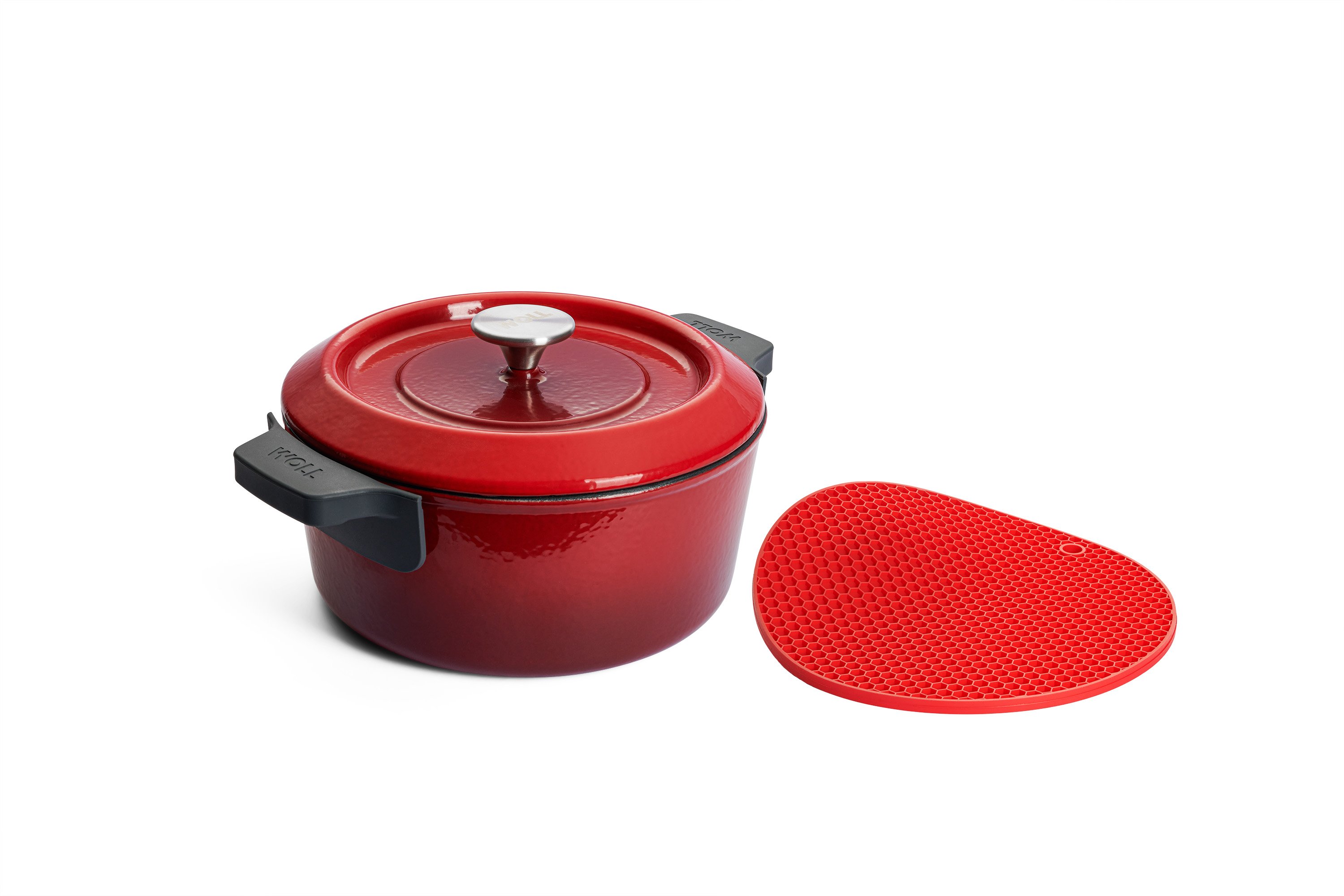 Iron Topf, Ø 24 cm, mit Silikon-Untersetzer | Chili Red